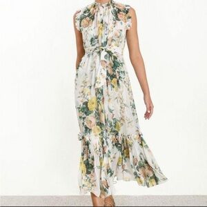 Zimmermann Zippy Frill Floral Maxi Dress with Slip